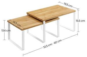 Set 2 organizatoare pentru rafturi dulap de bucatarie, Songmics, Bambus, KCS02NW, Alb
