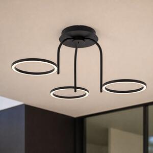 Lucande Lampa de tavan pentru exterior cu LED Sylvara, negru, CCT, 3 becuri, reglabil, Negru, Metal, Design