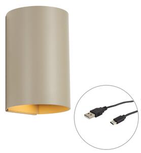 Lampă de perete modernă Taupe, cu LED, reglabilă în 3 trepte și reîncărcabilă - Sabbir