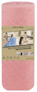 Rolă de 20 de prosoape din microfibră reutilizabile, 20 x 20 cm, cu linie de rupere, roz