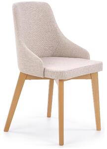 Scaun tapitat Toledo, bej deschis/stejar miere, stofa clasica/lemn de fag, 51X55X82 CM