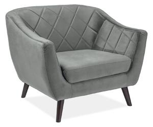 Fotoliu MOLLY 1, stofa catifelata gri - Bluvel 14, 105x85x83 cm