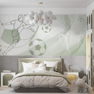 Tapet Jucător de fotbal și mingi, Fototapet pentru camera unui adolescent, Fototapet Fotbal, w04601v2 : Uwalls.ro
