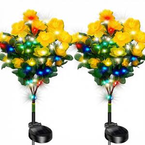 Set 2 lămpi solare de grădină, cu flori și LED-uri colorate