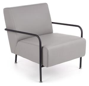 Fotoliu CUPER, gri/negru, piele ecologica/otel, 69x82x75 cm