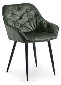 Scaun tapitat K418, verde/negru, stofa clasica/metal, 56x65x81 cm