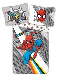 Lenjerie de pat din bumbac pentru copii Jerry Fabrics Spiderman, 140 x 200 cm, gri