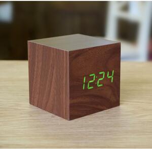 Ceas deșteptător cu LED Gingko Cube Click Clock, maro - verde