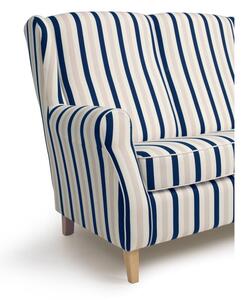 Canapea în dungi Max Winzer Lorris, albastru-alb, 139 cm
