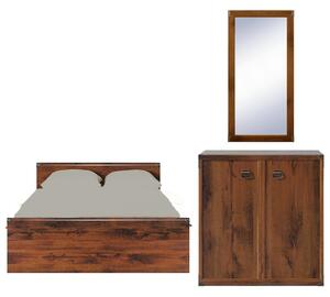 Set dormitor INDIANA, stejar sutter, cu pat 120x200, comoda cu 2 usi si oglinda