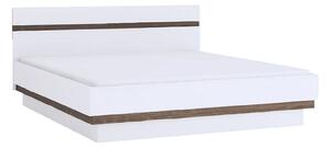 Cadru pat LYNATET TYP 91, 140x200, alb lucios/stejar inchis, PAL laminat
