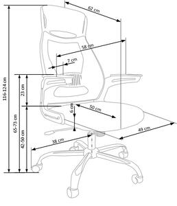 Scaun de birou ergonomic tapitat cu stofa, Suzana Negru / Gri, l58xA62xH116-124 cm