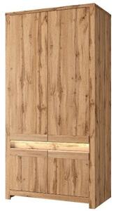 Dulap CLOVER, stejar wotan, PAL laminat, cu 4 usi, 106x60x210 cm