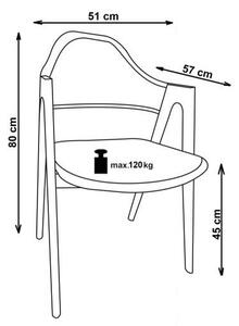 Set masa extensibila din metal si MDF Ruth II Grey + 4 scaune Kai-247 Grey, L160-200xl90xH76 cm
