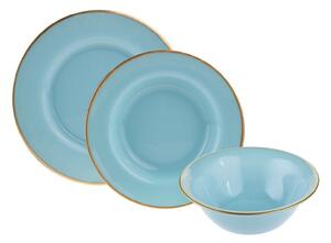 Set de cina RETRO, 18 piese, albastru deschis, portelan