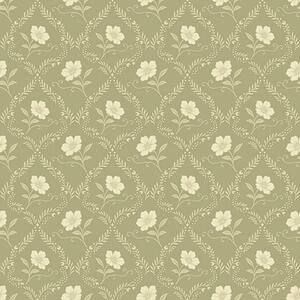 Tapet Spalier de măslin cu flori crem, ornament retro, Tapet flori, a00585 : Uwalls.ro