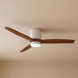 Lucande Ventilator de tavan cu LED-uri Faipari, lemn închis la culoare, DC, 132, Alb, Camera de zi / sufragerie, Lemn, Modern