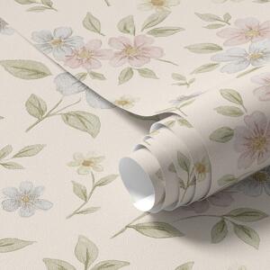 Tapet Flori pastelate de câmp pe fond crem, Tapet flori, a00596 : Uwalls.ro