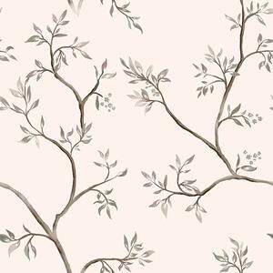 Tapet Ramuri delicate cu frunze pe un fundal crem cald, Tapet flori, a00597v1 : Uwalls.ro