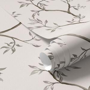 Tapet Ramuri delicate cu frunze pe un fundal crem cald, Tapet flori, a00597v1 : Uwalls.ro