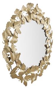 Oglinda decorativa din metal Leaf Round Auriu, Ø87 cm