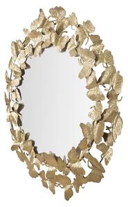 Oglinda decorativa din metal Leaf Round Auriu, Ø87 cm