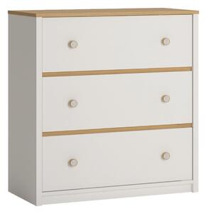 Comoda GLOBO, alb/stejar, PAL laminat, 85x42x90 cm