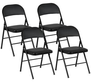 HOMCOM Set de 2 Scaune Pliabile Metalice, Tapițate cu Piele Ecologică PU, pentru Interior, cu Șezut Confortabil și Spătar Deschis | Aosom Romania
