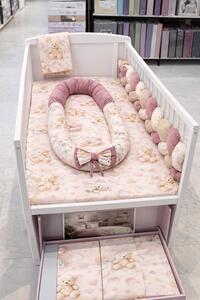 Lenjerie de pătuț pentru bebeluși cu apărători și baby nest – Colecție Premium