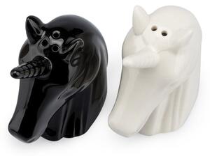 Solniță și piperniță din ceramică Balvi, alb-negru