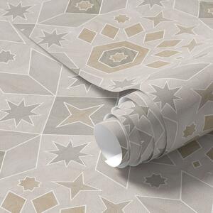 Tapet Model geometric mozaicat în nuanțe calde de bej, Tapet abstract, a00606 : Uwalls.ro