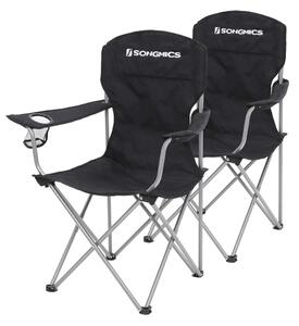 Scaune de camping NOMAD, set 2 buc., negru SongmicsHome