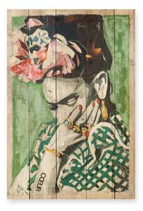 Tablou din lemn de pin Madre Selva Frida Coeur, 40 x 60 cm