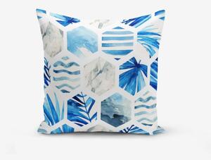 Față de pernă cu amestec din bumbac Minimalist Cushion Covers Blue Geometric, 45 x 45 cm