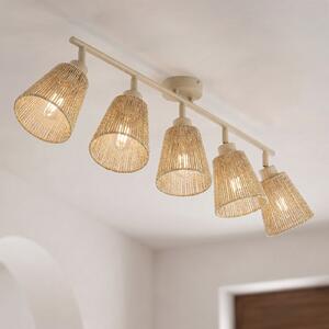 Lindby Spot de tavan Anuva, 86 cm, cu 5 becuri, bej, din hârtie, reglabil, Bej, Camera de zi / sufragerie, Hârtie / Carton, Casă de țară / Rustic