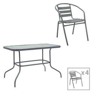Set dining Valor-Tade, Pako World, Metal, Antracit, 110x60x70 cm