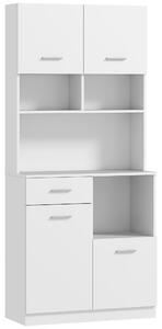 HOMCOM Dulap Înalt pentru Bucătărie cu Sertar, 4 Dulapuri și 3 Spații Deschise, 80x35x180 cm, Alb | Aosom Romania