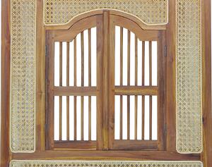 Oglindă de perete cu uși din lemn de tec si ratan