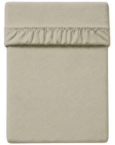 Cearsaf cu elastic din fleece MOLTON gri-bej 90 x 200 cm