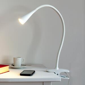Lindby LED clemă de lumină Baris, alb, înălțime 44 cm, 3000K, Alb, Studiu / Birou, Metal, Modern