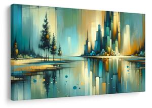 Tablou peisaj urban reflectat