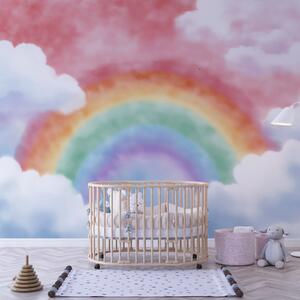 Tapet Curcubeu în nori, Fototapet Pentru Copii, Rainbow pentru copiilor, w04644 : Uwalls.ro