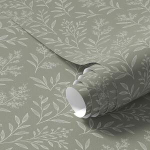Tapet Salvie verde: ierburi fine și inflorescențe, model delicat, Tapet natura, Tapet frunze, a00611 : Uwalls.ro
