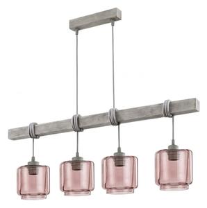 BRILAGI - Lustru suspendat pe cablu WOOD GLASS 4xE27/60W/230V pin/gri/bej fumuriu