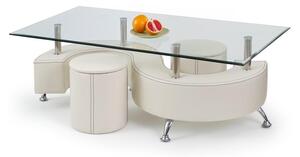 Masă de cafea Noe 3 H alb (cu taburete) (alb). 770208