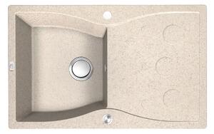 Laveo Molokin, chiuvetă din granit cu 1 compartiment 800x500x180 mm cu scurgător lung, bej, LAV-SPO_411T