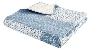 Cuvertură albastră matlasată din bumbac 220x230 cm Floral Patchwork – Bianca