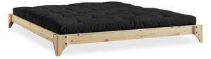 Pat dublu din lemn de pin cu saltea Karup Design Elan Comfort Mat Natural/Black, 140 x 200 cm