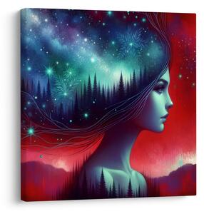 Tablou galaxie de vis și siluetă