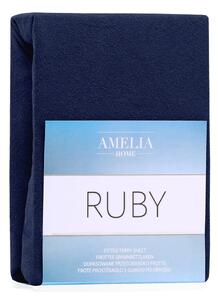 Cearșaf elastic pentru pat dublu AmeliaHome Ruby Siesta, 180-200 x 200 cm, albastru închis